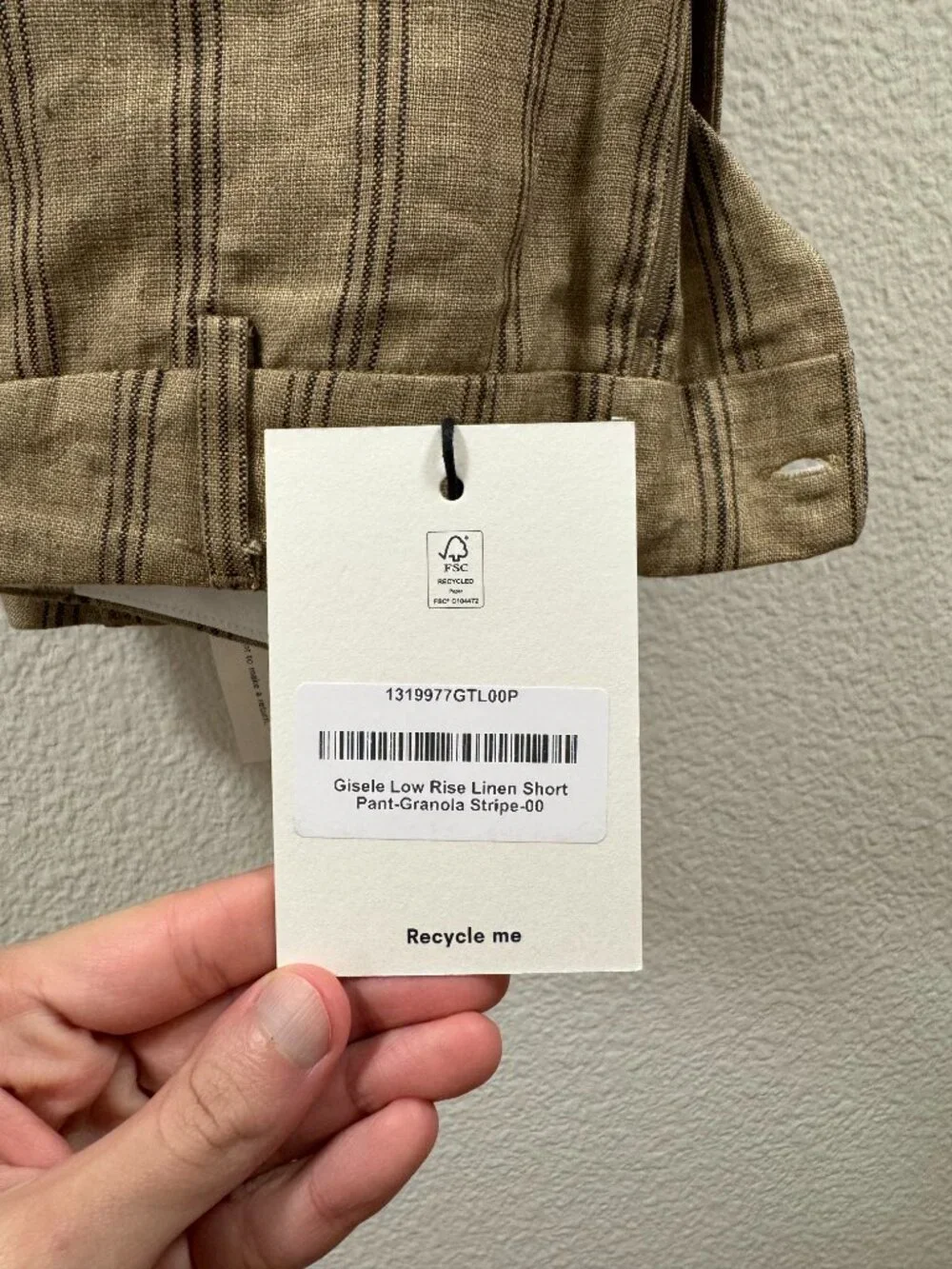 Reformation Gisele Low Rise Linen Short Pant Natural - Size 0P NEVER WORN W/TAGS